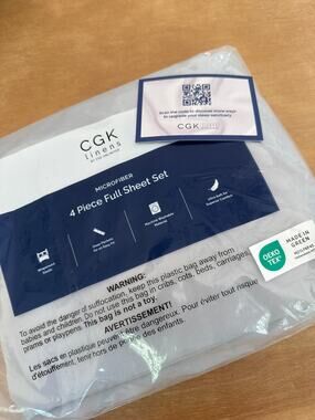 CGK Linens 4-piece bed sheet set Full French Gray Ultra Soft Oeko Tex